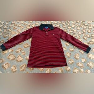Kids Striped Polo Shirt - Red and Navy